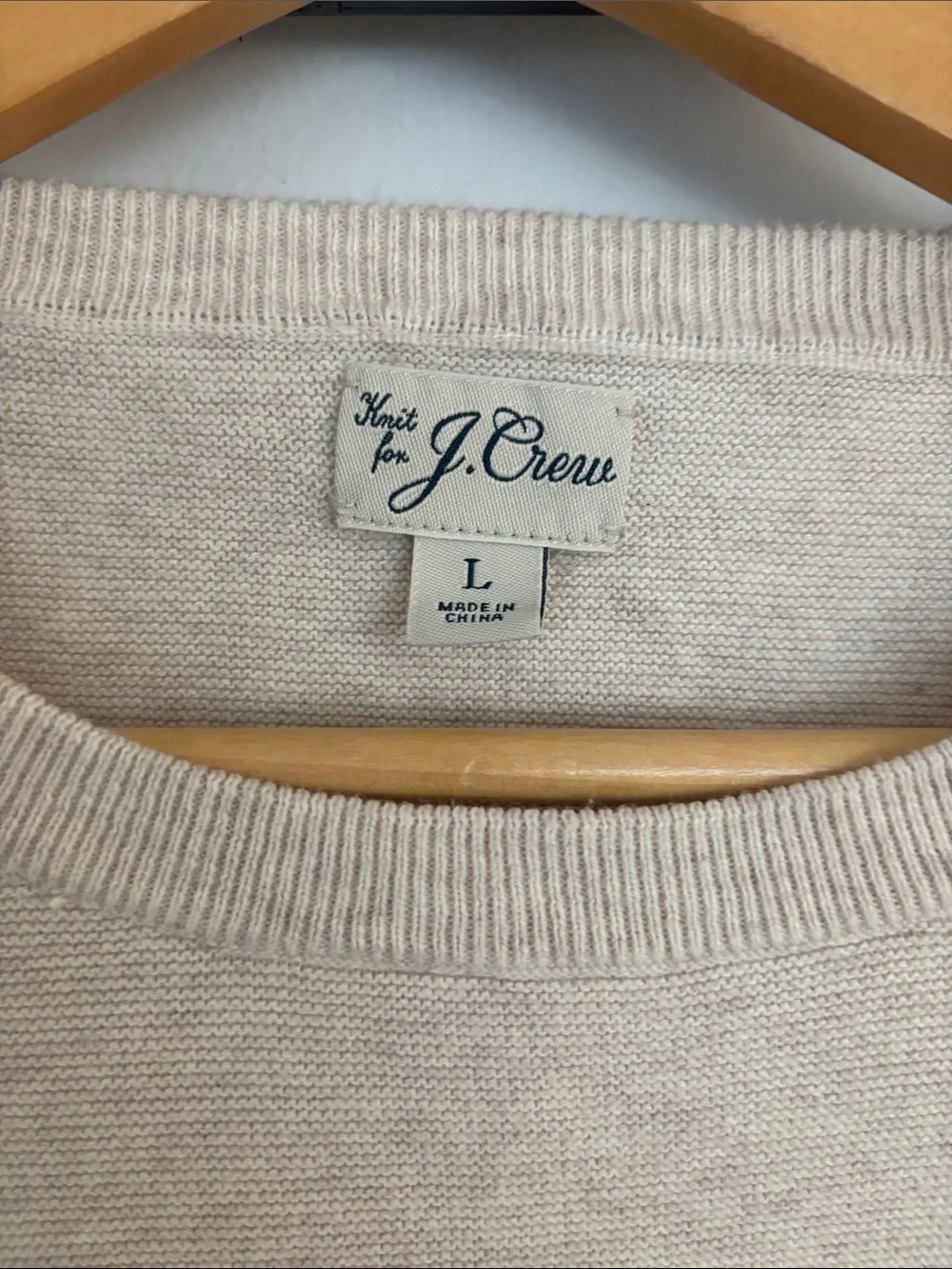 J. Crew Men's Cream Crewneck Sweater with Navy and Olive Stripes